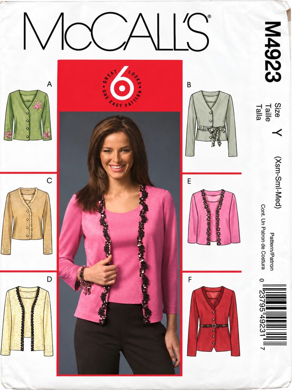 McCall's M4923 Misses Button Cardigan Sweater & Top Sewing Pattern Size XS-S-M